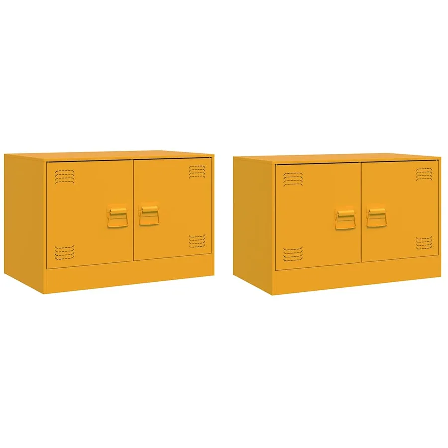 Meubles TV 2 pcs jaune moutarde 67x39x44 cm acier - 2
