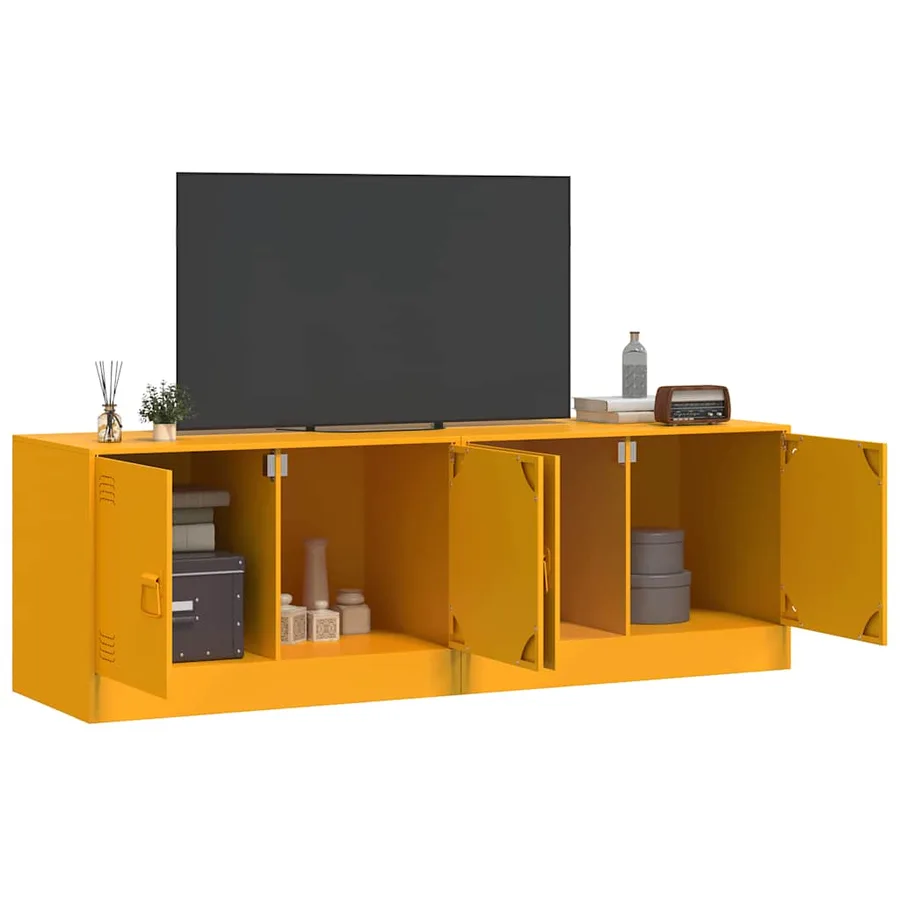 Meubles TV 2 pcs jaune moutarde 67x39x44 cm acier - 3