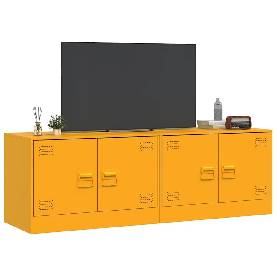 Meubles TV 2 pcs jaune moutarde 67x39x44 cm acier - 4