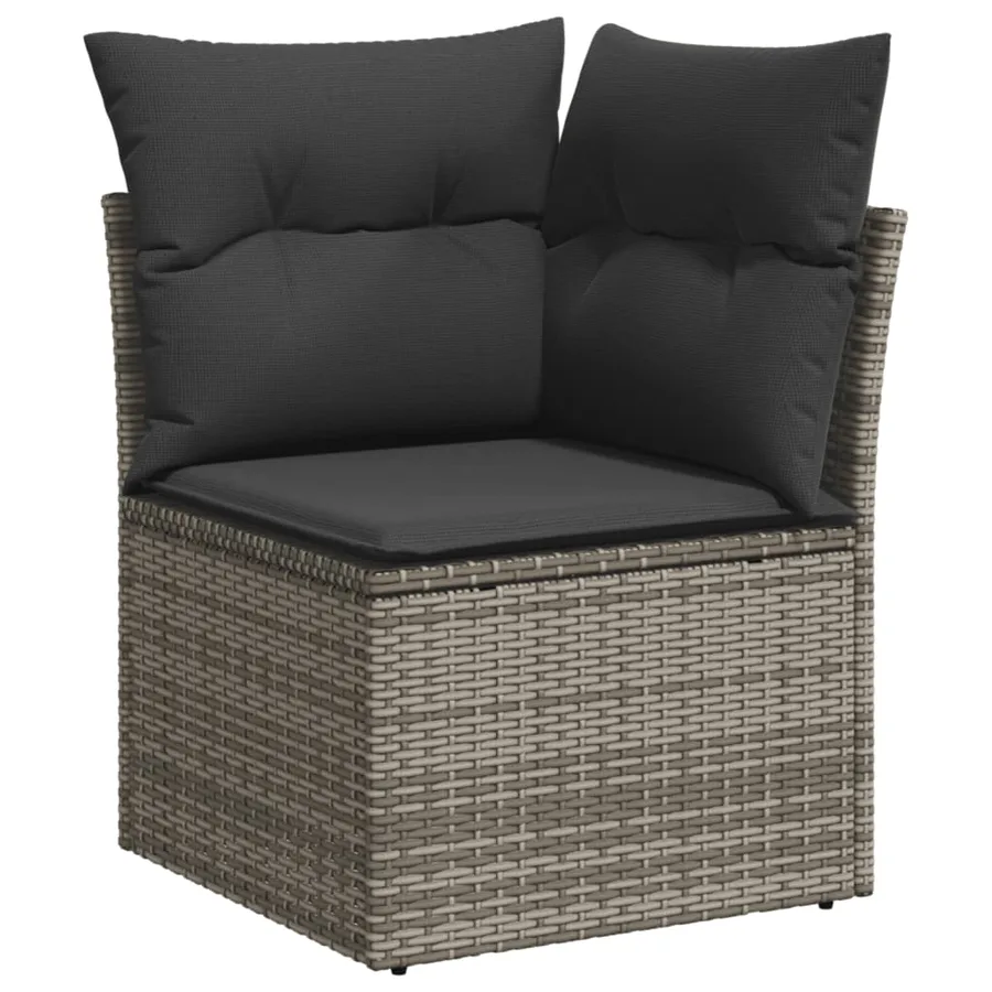 Salon de jardin 6 pcs avec coussins gris résine tressée - 6