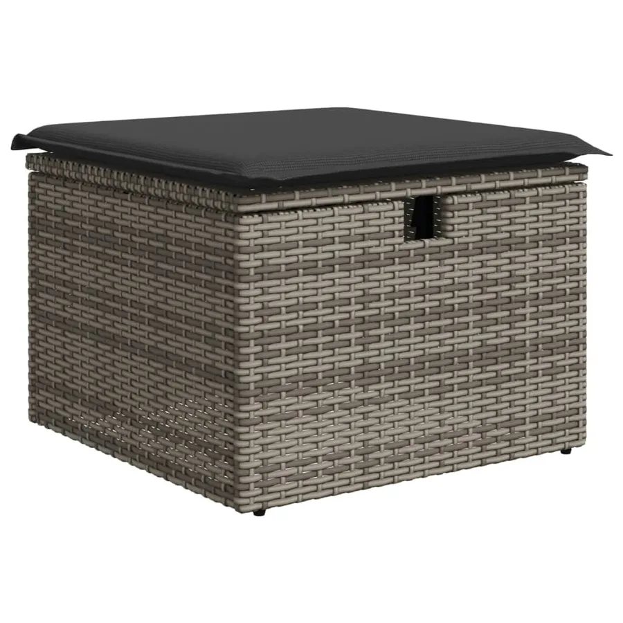 Salon de jardin 11 pcs avec coussins gris résine tressée - 6
