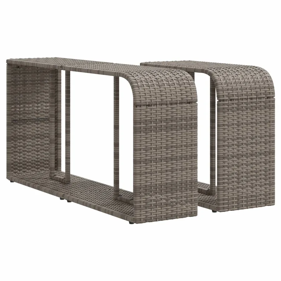 Salon de jardin 11 pcs avec coussins gris résine tressée - 8