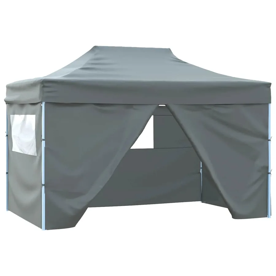 Tente de réception pliable avec 4 parois 3x4 m Acier Anthracite