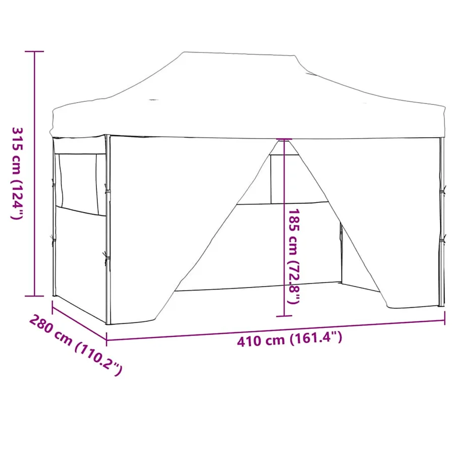 Tente de réception pliable avec 4 parois 3x4 m Acier Anthracite - 12