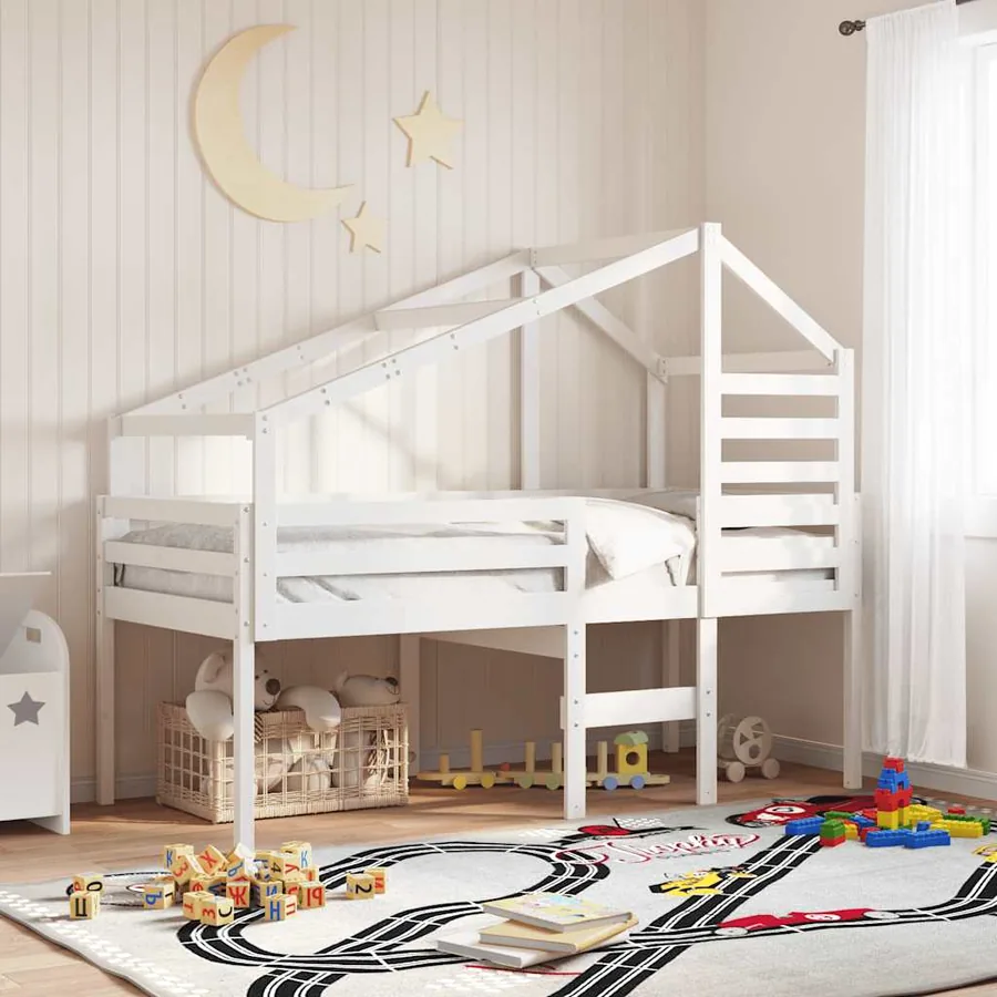 Toit de lit pour enfants blanc 188x82x113 cm bois de pin massif