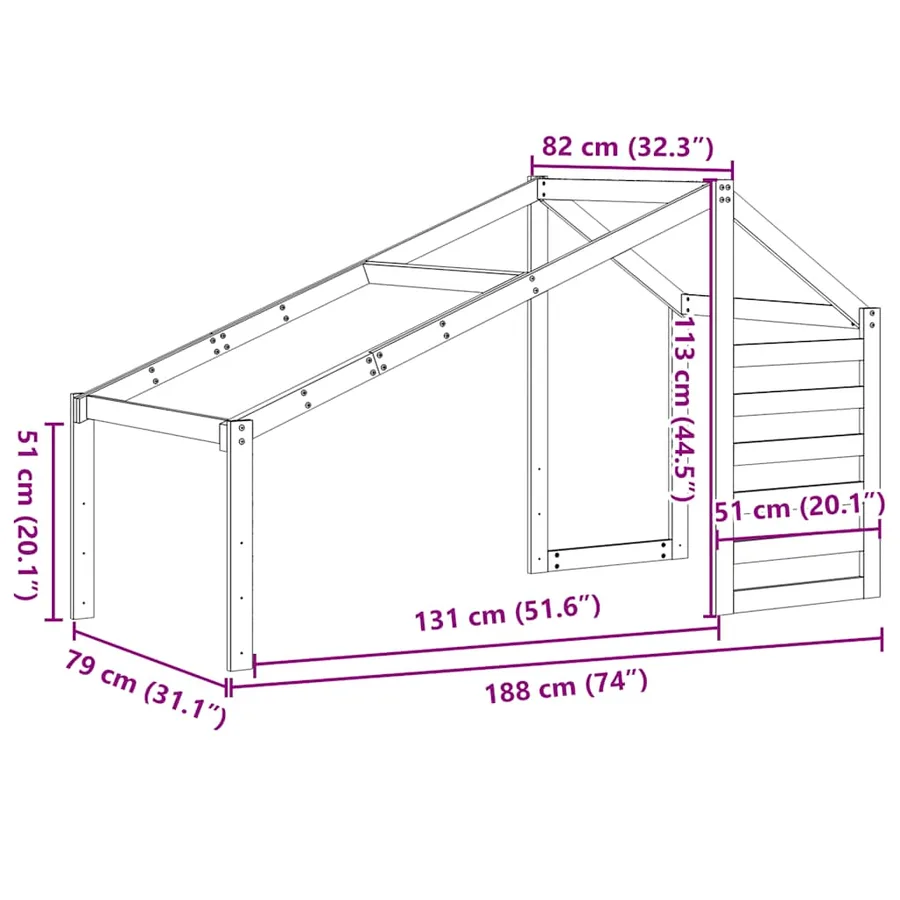 Toit de lit pour enfants blanc 188x82x113 cm bois de pin massif - 9