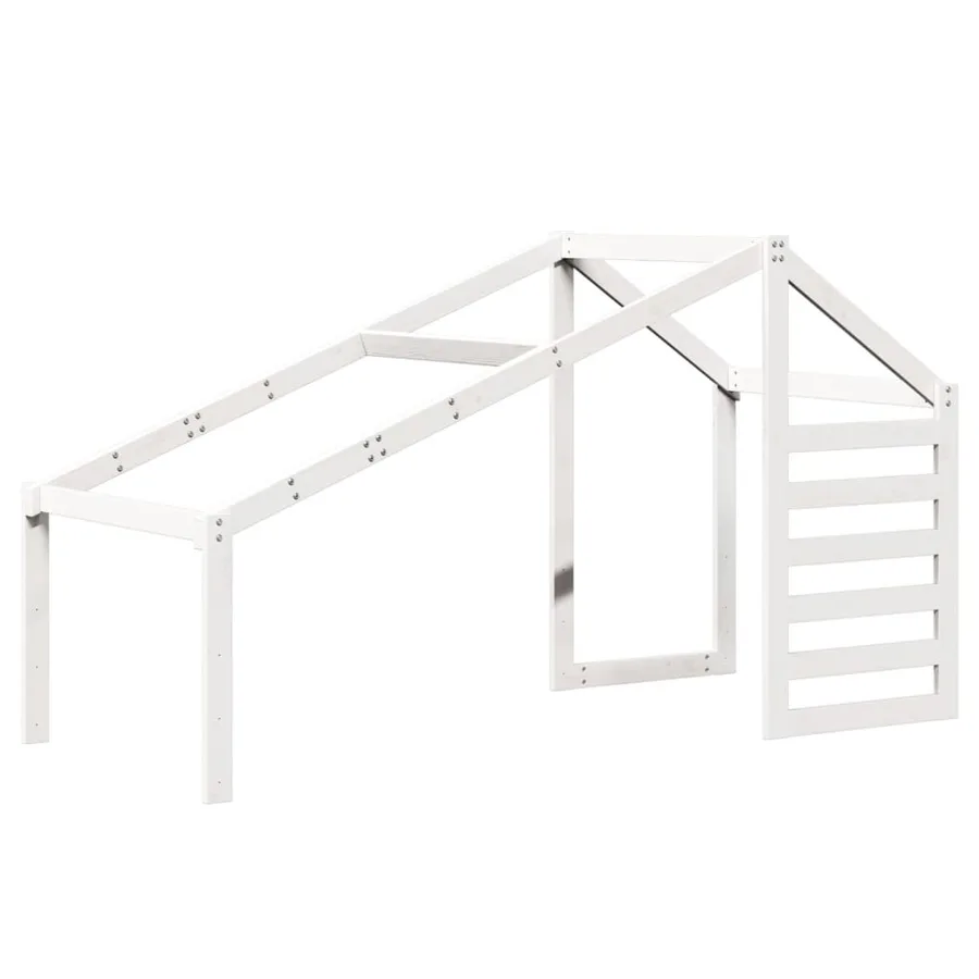 Lit haut sans matelas blanc 75x190 cm bois de pin massif - 8