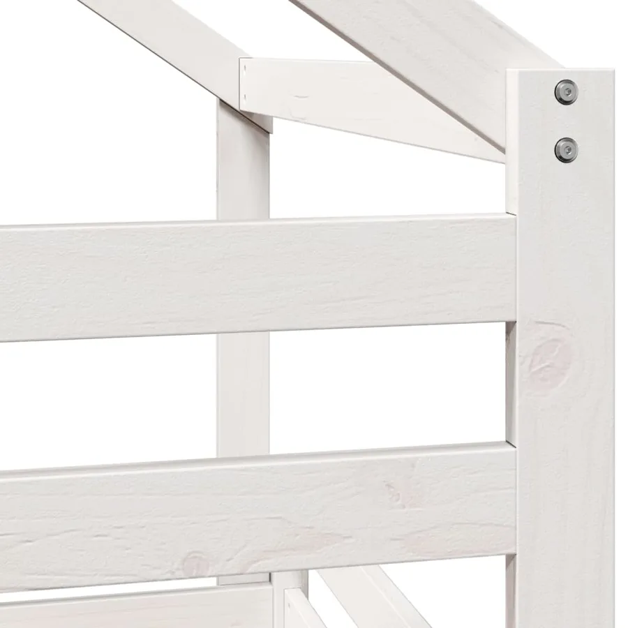 Lit haut sans matelas blanc 75x190 cm bois de pin massif - 9