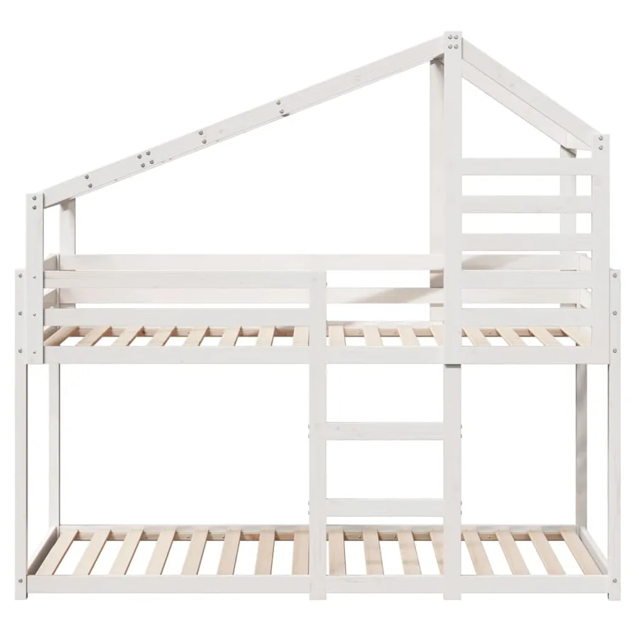 Lit superposé sans matelas blanc 90x190 cm bois de pin massif - 4