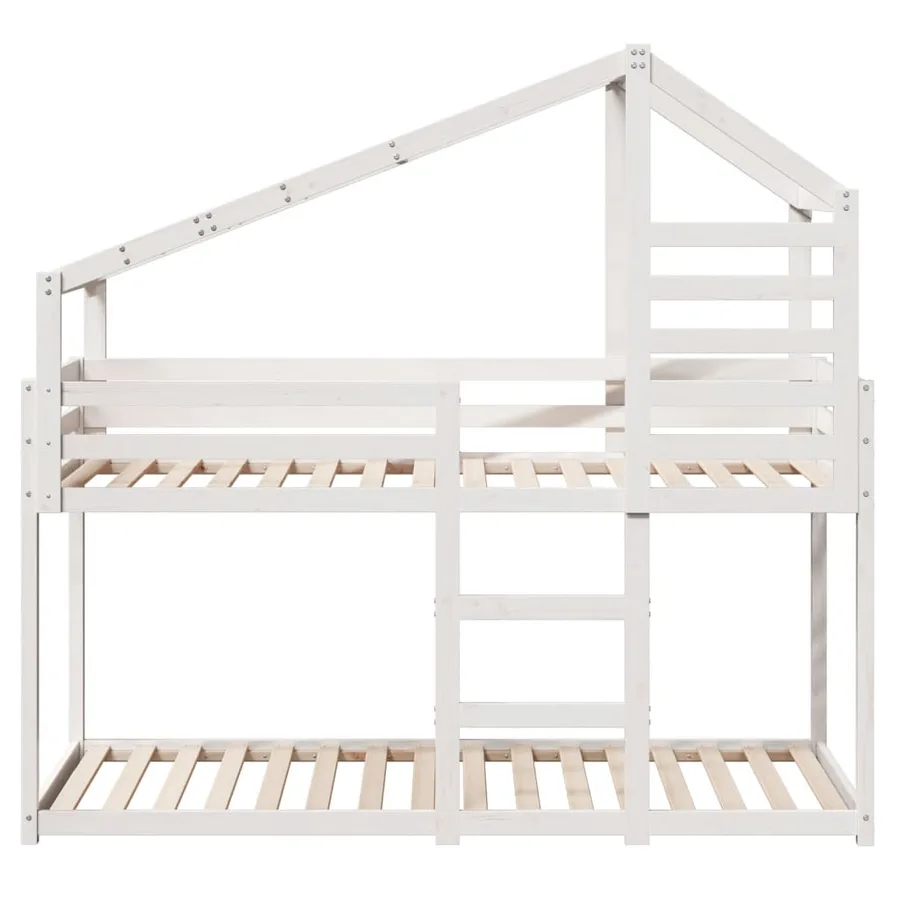 Lit superposé sans matelas blanc 80x200 cm bois de pin massif - 4