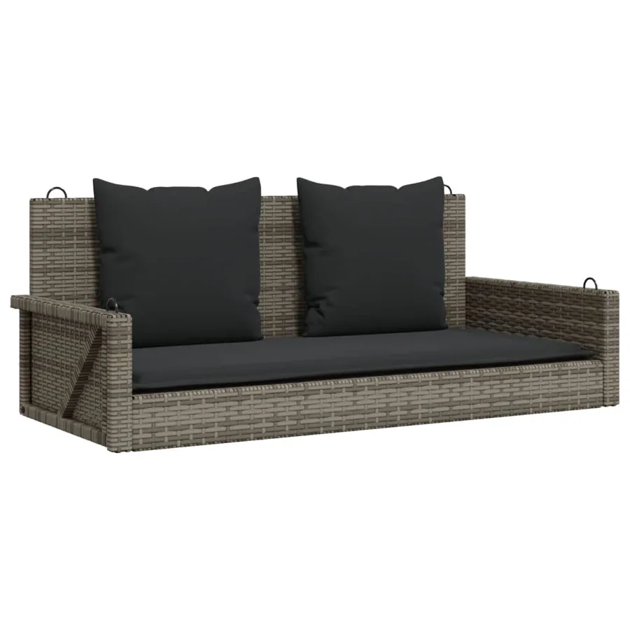 Balancelle avec coussins gris 119x56x48 cm résine tressée - 2