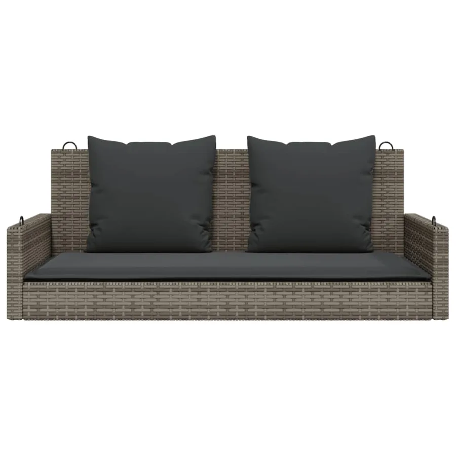 Balancelle avec coussins gris 119x56x48 cm résine tressée - 4