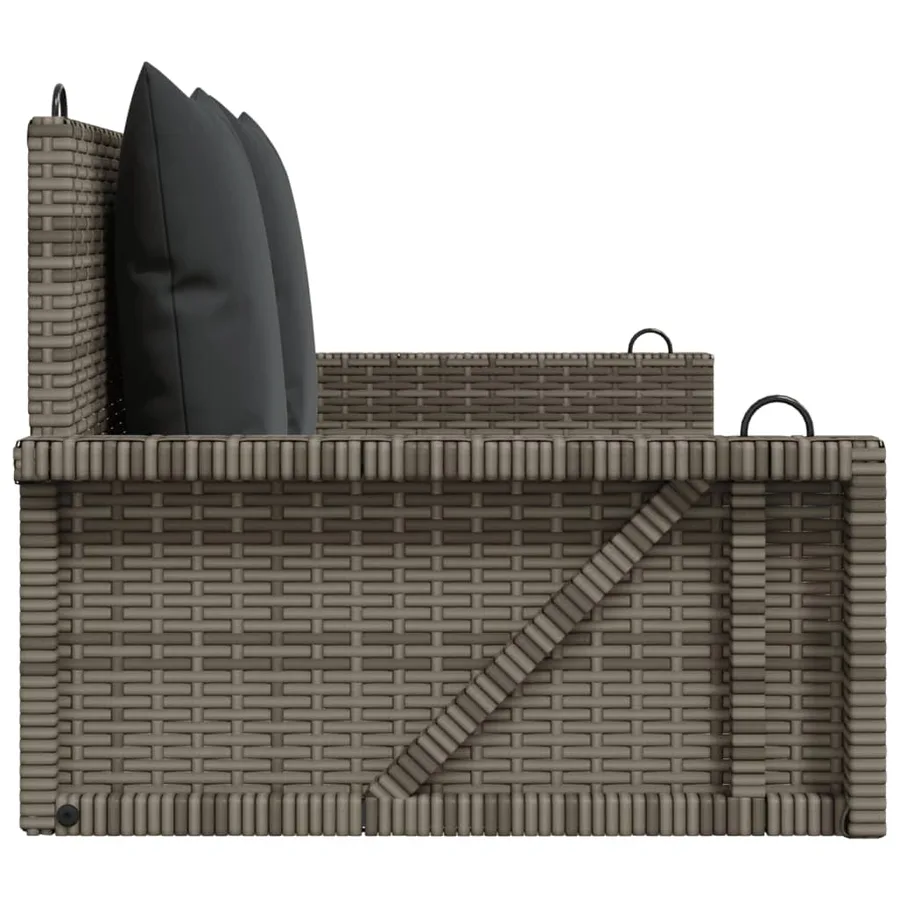 Balancelle avec coussins gris 119x56x48 cm résine tressée - 5