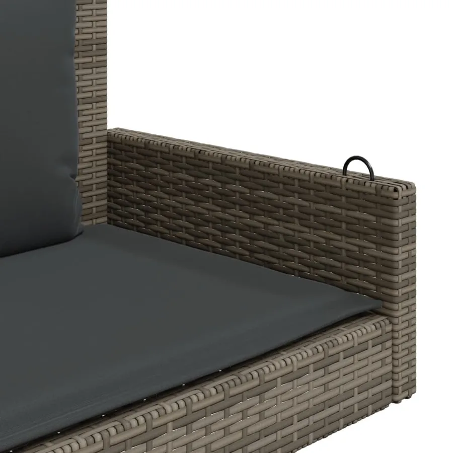 Balancelle avec coussins gris 119x56x48 cm résine tressée - 7