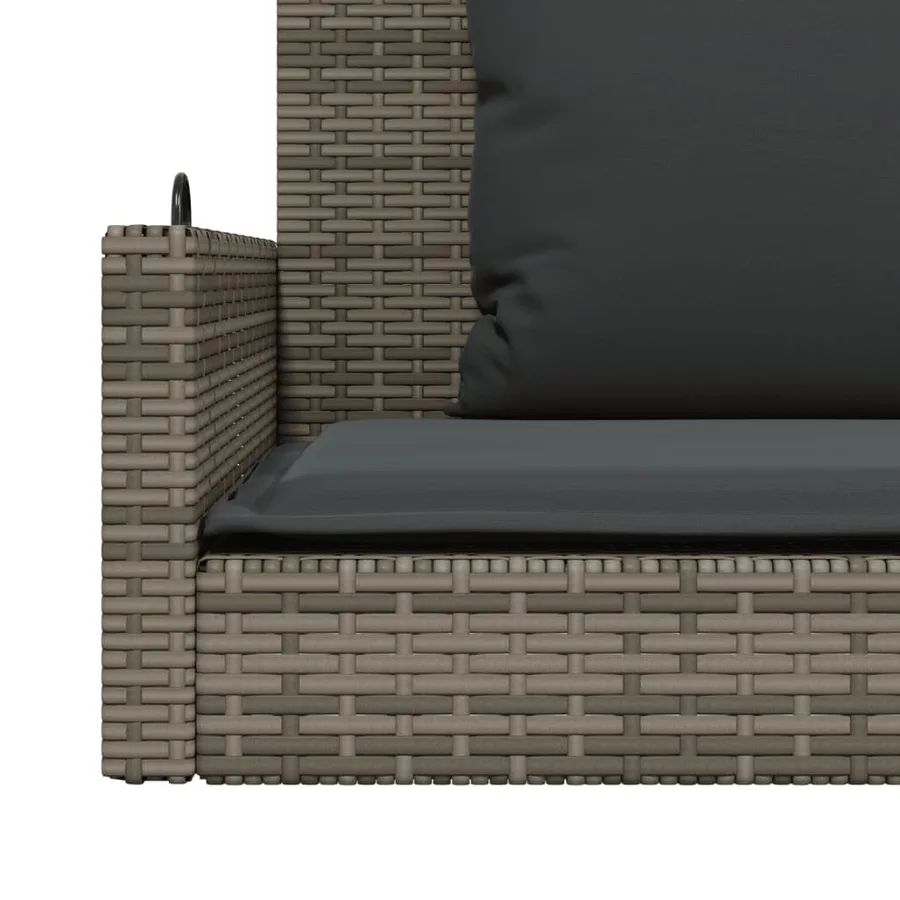 Balancelle avec coussins gris 119x56x48 cm résine tressée - 8