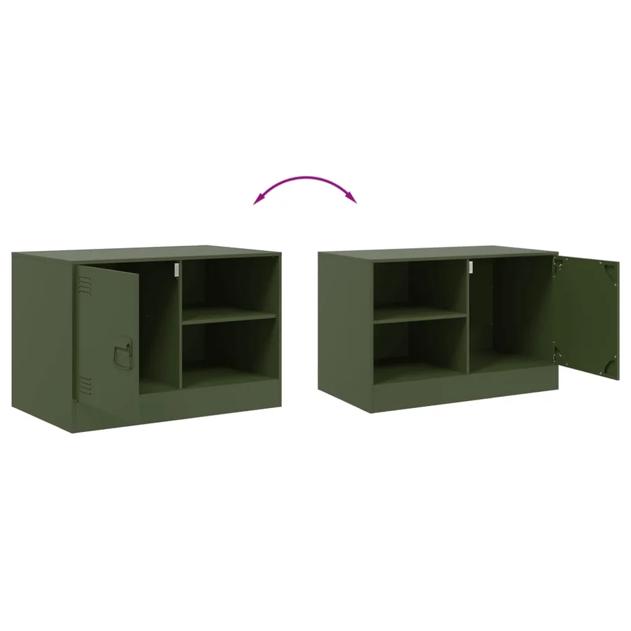 Meuble TV vert olive 67x39x44 cm acier - 10