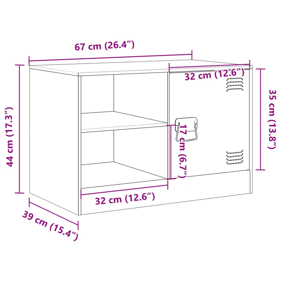 Meuble TV vert olive 67x39x44 cm acier - 13