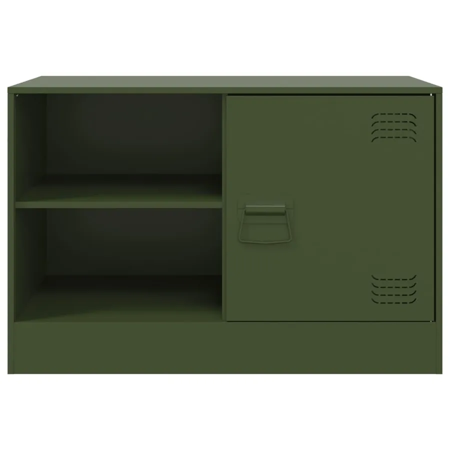 Meuble TV vert olive 67x39x44 cm acier - 6