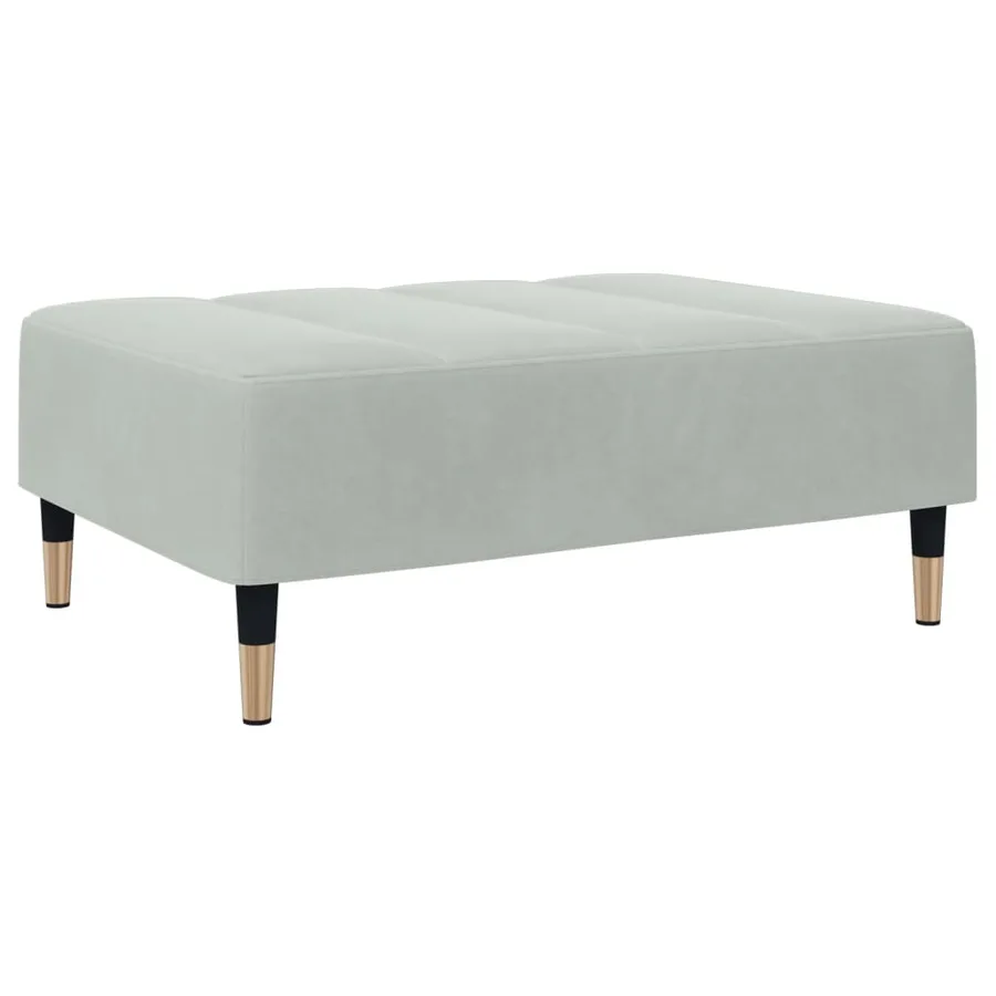Repose-pied gris clair 77x55x31 cm velours - 2