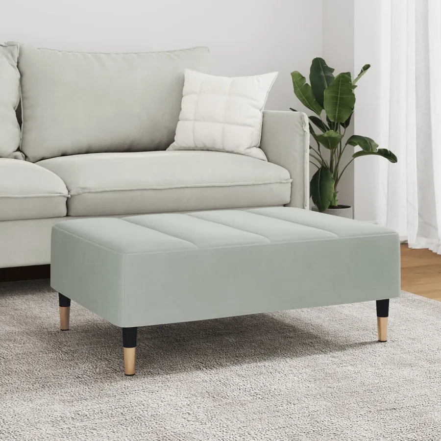 Repose-pied gris clair 77x55x31 cm velours - 3