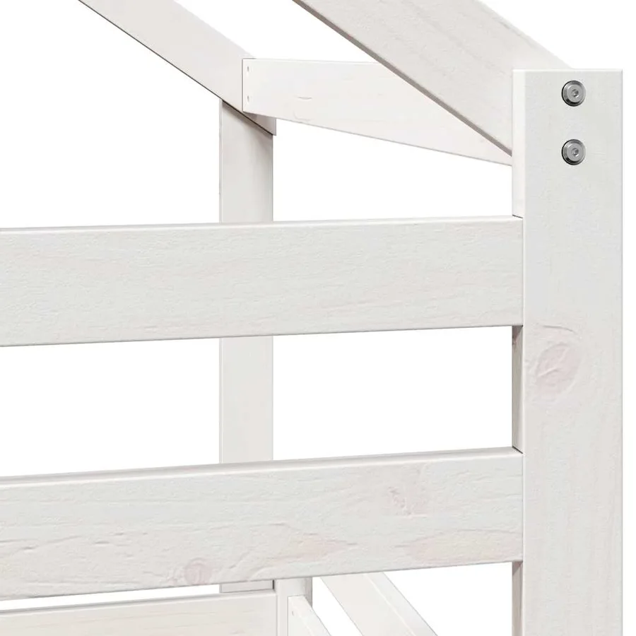 Lit haut sans matelas blanc 90x200 cm bois de pin massif - 9