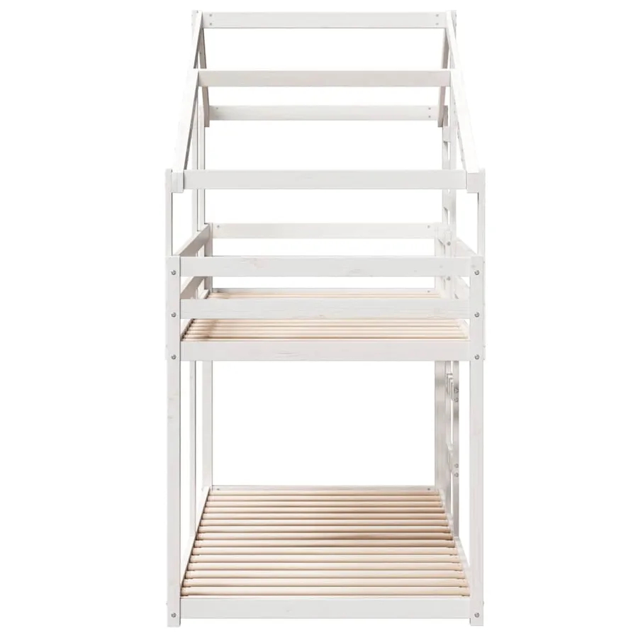 Lit superposé sans matelas blanc 90x200 cm bois de pin massif - 5