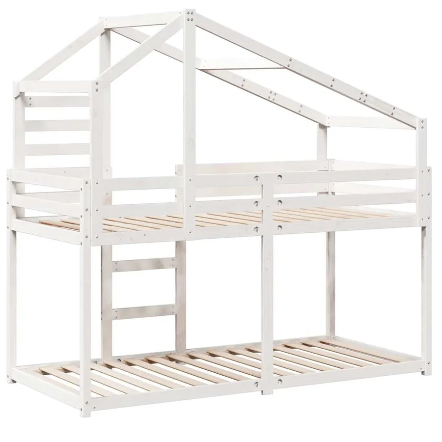 Lit superposé sans matelas blanc 90x200 cm bois de pin massif - 6