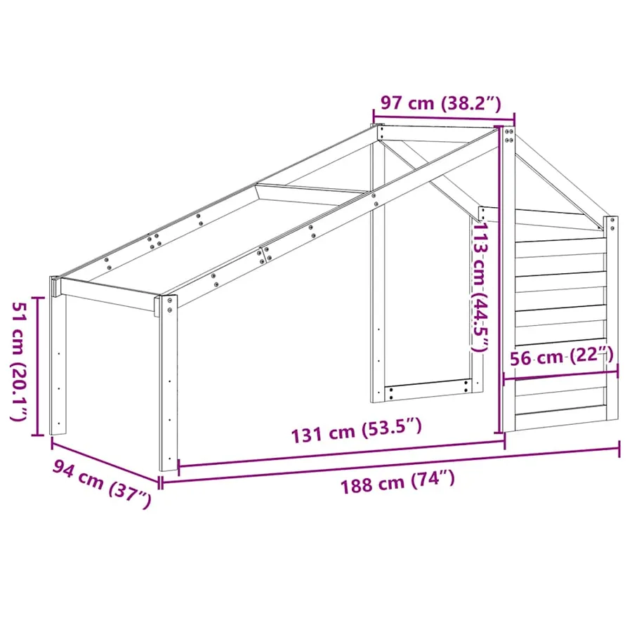 Toit de lit pour enfants 188x97x113 cm bois de pin massif - 9