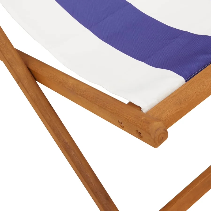 Chaises de plage pliantes lot de 2 bleu blanc tissu bois massif - 10