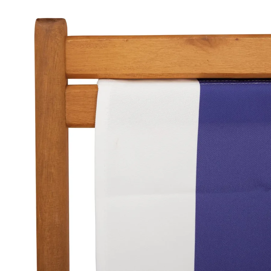Chaises de plage pliantes lot de 2 bleu blanc tissu bois massif - 9