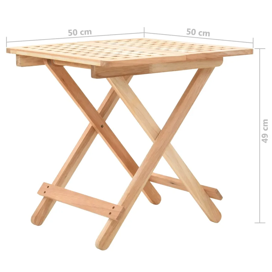 Table d'appoint pliante 50 x 50 x 49 cm Bois de noyer massif - 6