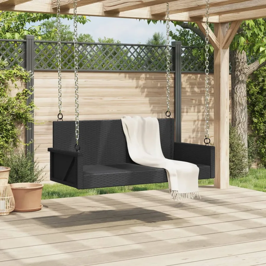 Balancelle noir 119x56x48 cm résine tressée - 3