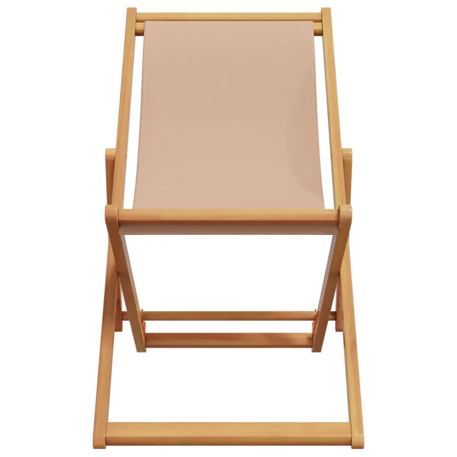 Chaises de plage pliantes lot de 2 taupe tissu et bois massif - 4