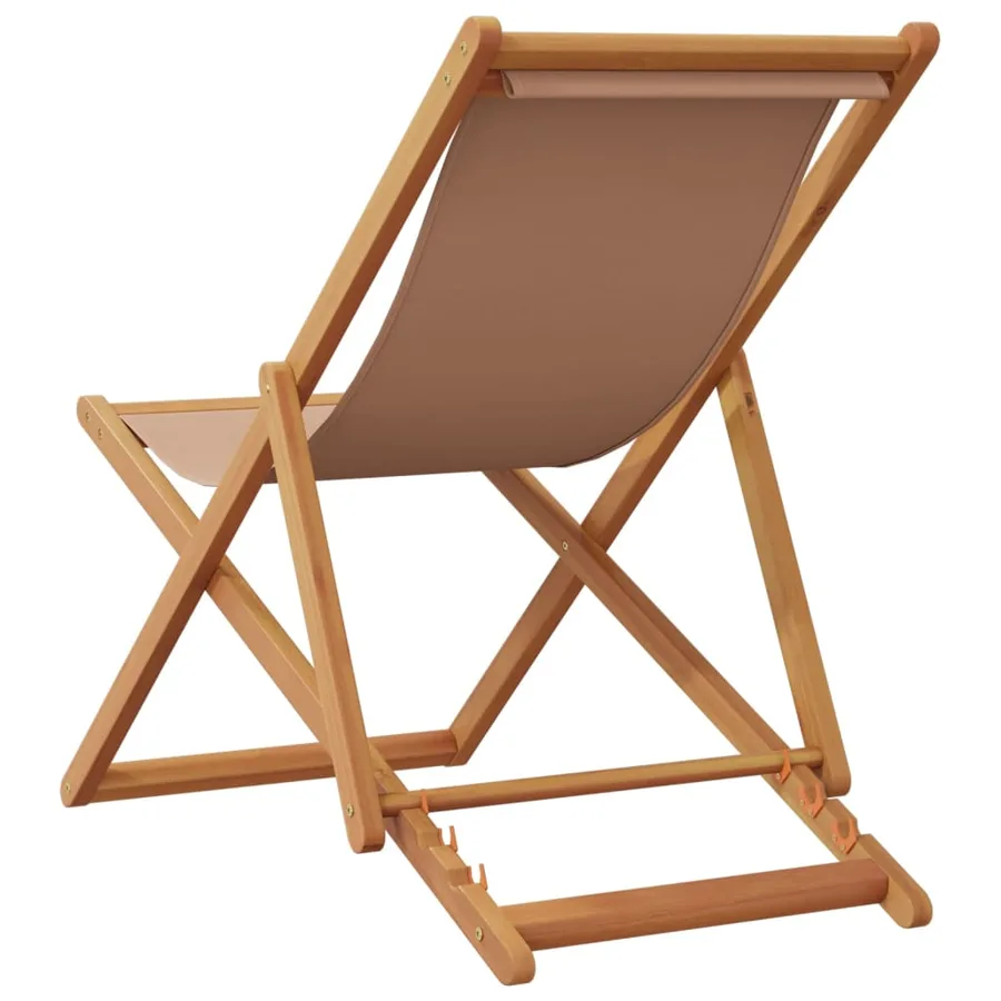 Chaises de plage pliantes lot de 2 taupe tissu et bois massif - 6