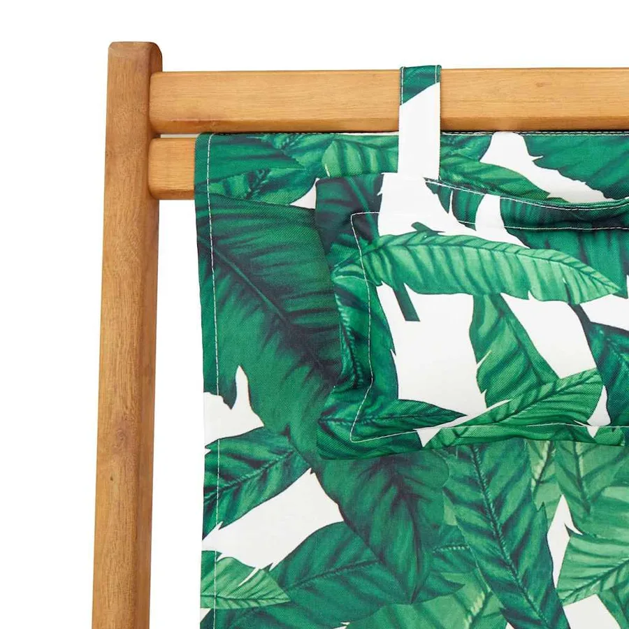 Chaise pliable plage motif de feuilles bois d'eucalyptus/tissu - 9