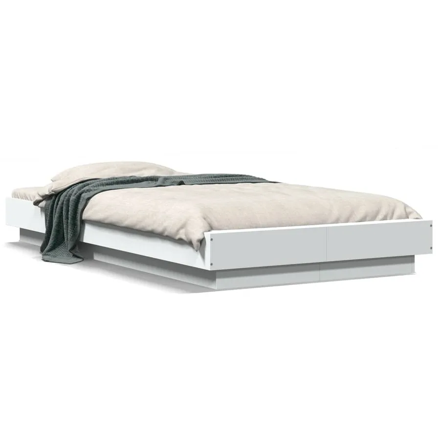 Cadre de lit avec lumières LED sans matelas blanc 90x200 cm - 2