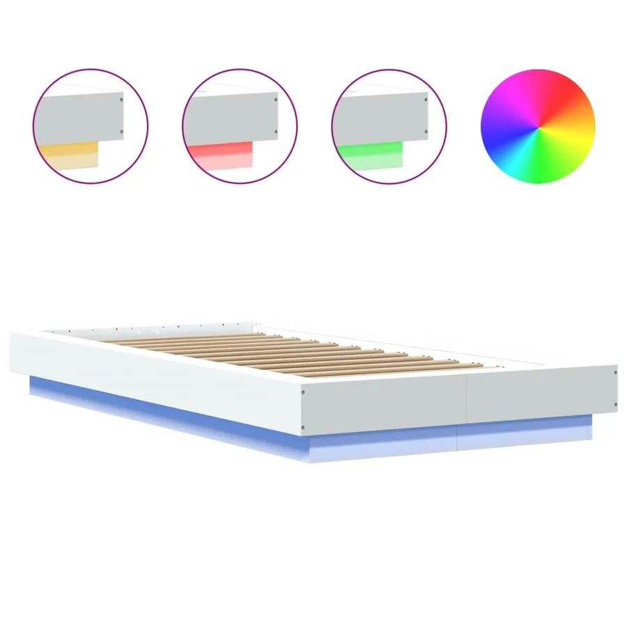 Cadre de lit avec lumières LED sans matelas blanc 90x200 cm - 8