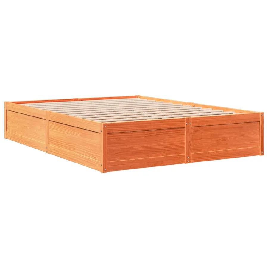 Cadre de lit sans matelas cire marron 160x200cm bois pin massif - 3