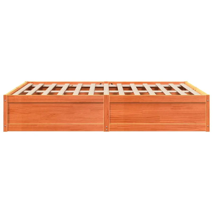 Cadre de lit sans matelas cire marron 160x200cm bois pin massif - 5