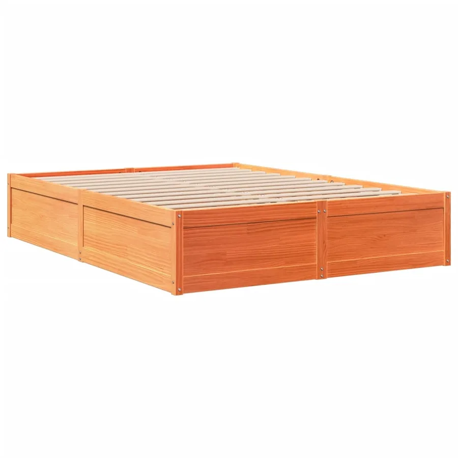 Cadre de lit sans matelas cire marron 160x200cm bois pin massif - 6
