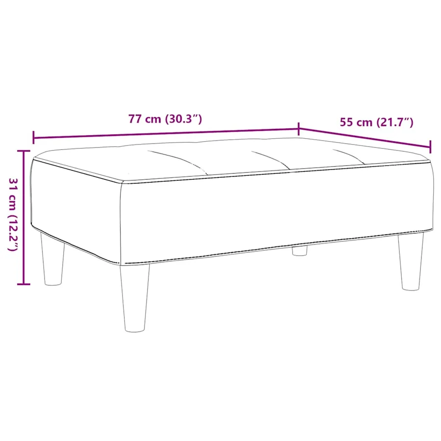 Repose-pied jaune 77x55x31 cm velours - 8