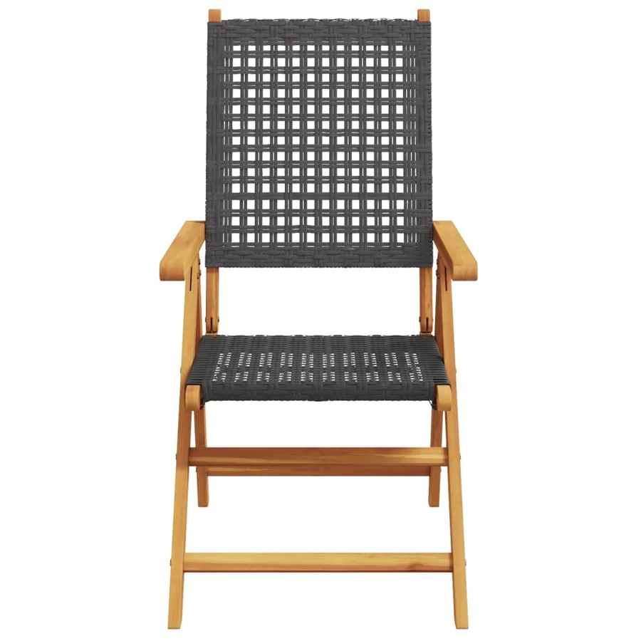 Chaises inclinables de jardin lot de 8 noir rotin bois massif - 4