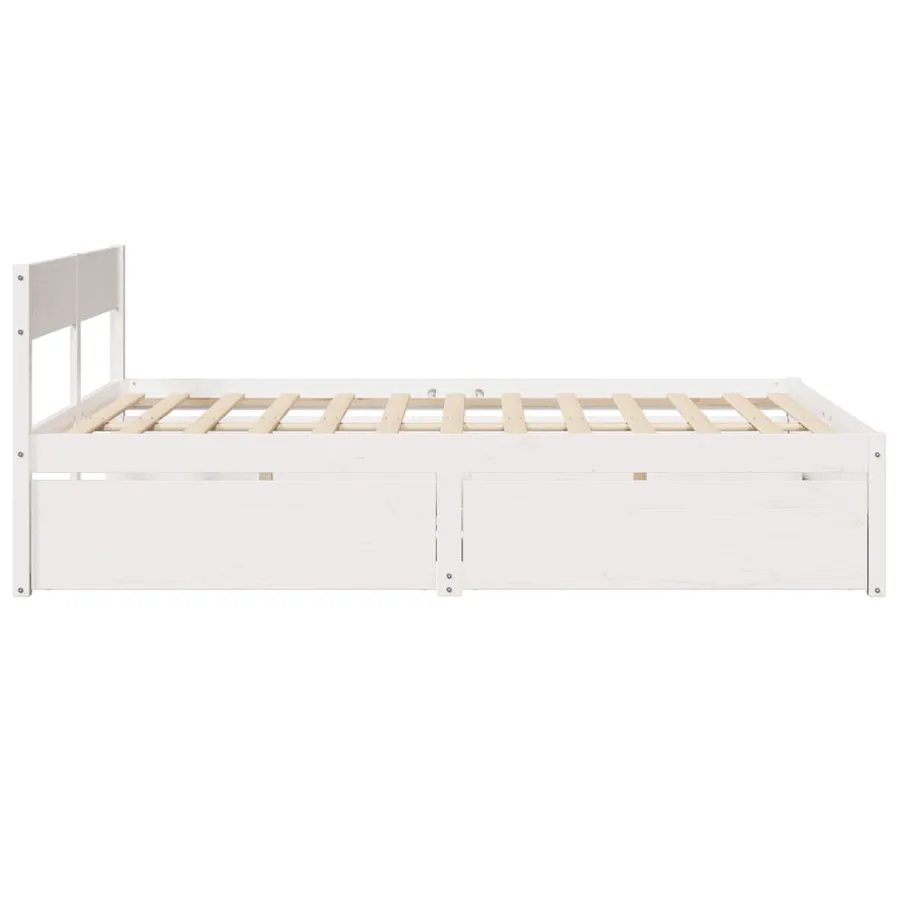 Cadre de lit sans matelas blanc 150x200 cm bois de pin massif - 5
