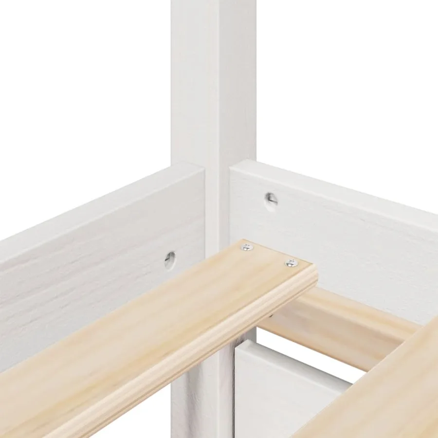 Cadre de lit sans matelas blanc 150x200 cm bois de pin massif - 8