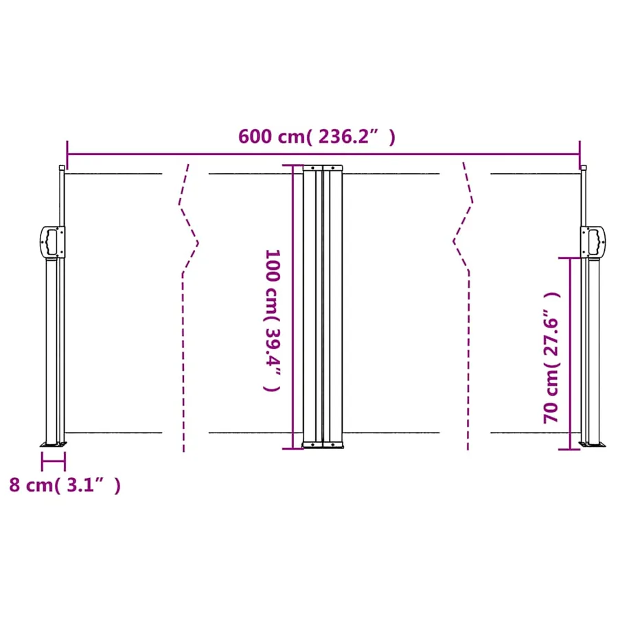Auvent latéral rétractable beige 100x600 cm - 10