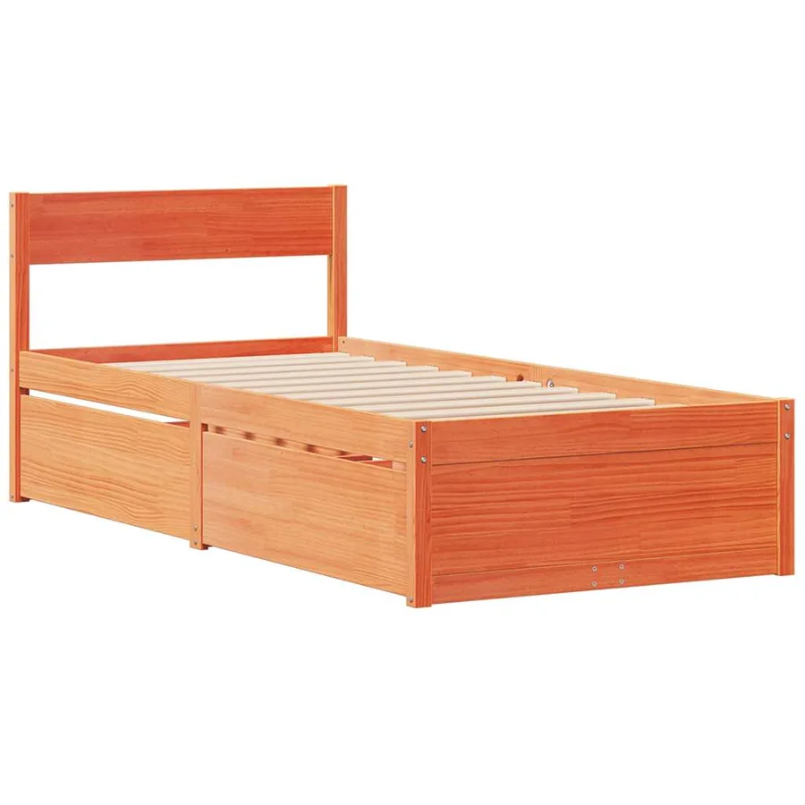 Cadre de lit sans matelas cire marron 100x200cm bois pin massif - 3