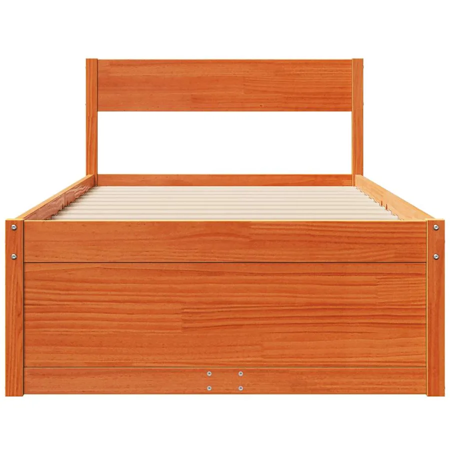 Cadre de lit sans matelas cire marron 100x200cm bois pin massif - 4