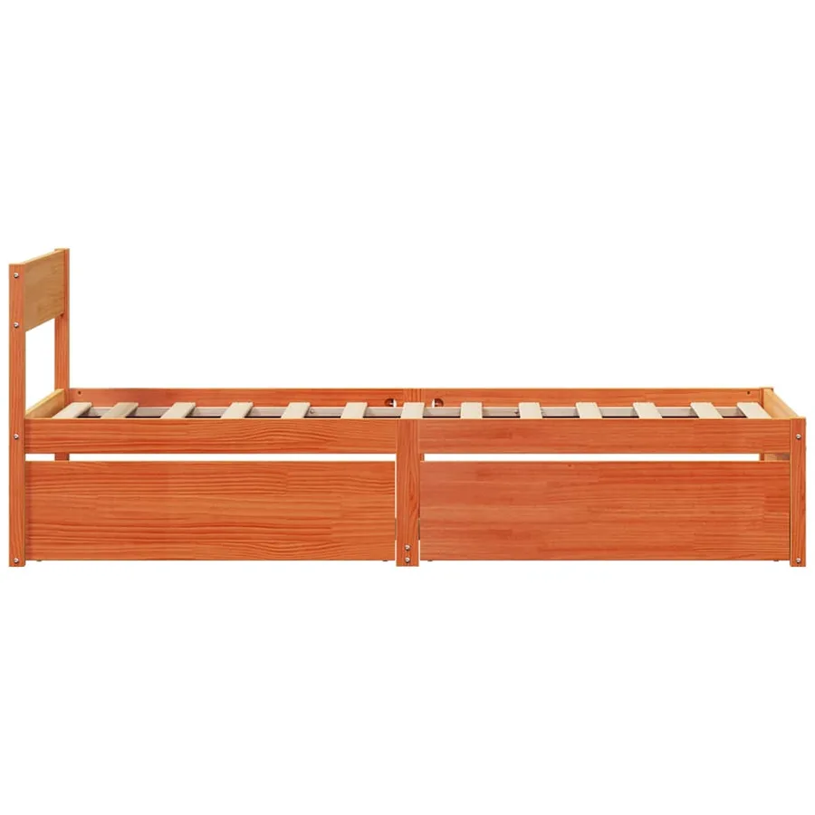 Cadre de lit sans matelas cire marron 100x200cm bois pin massif - 5