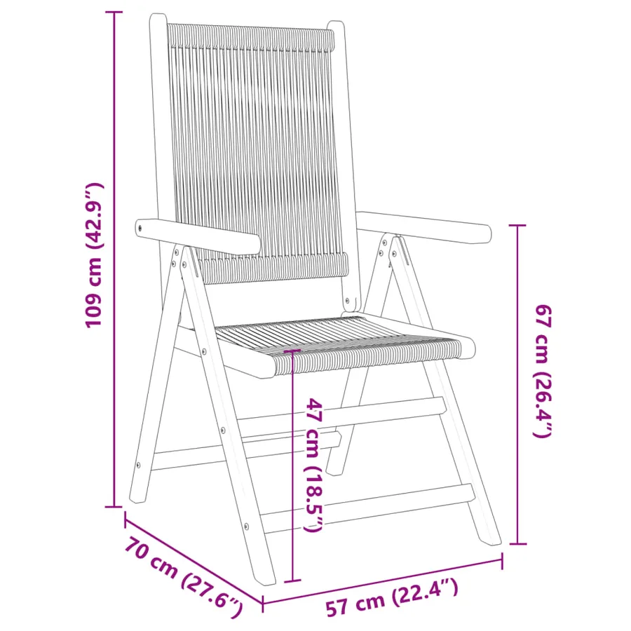 Chaises inclinables de jardin lot de 4 noir bois massif acacia - 10