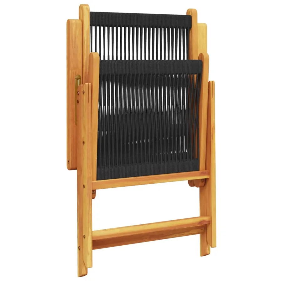 Chaises inclinables de jardin lot de 4 noir bois massif acacia - 7